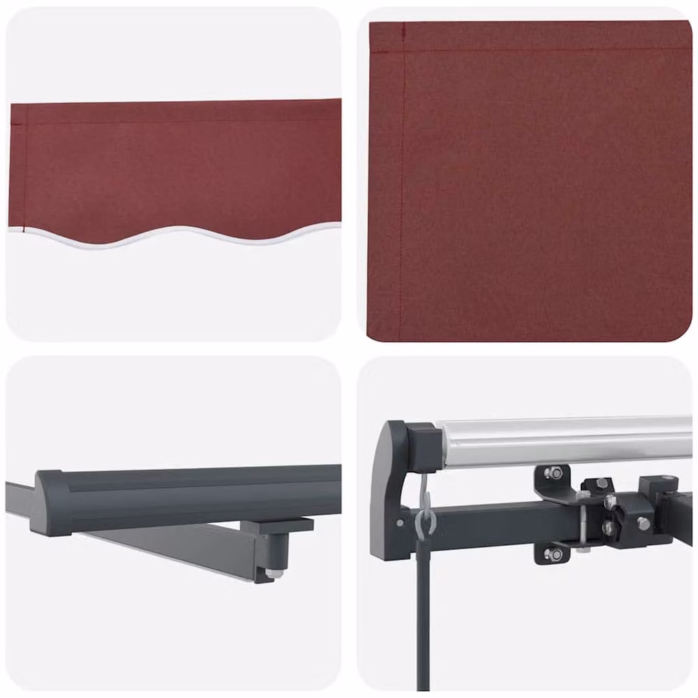 Berkfield Home Manual Retractable Awning in Burgundy, W: 400 cm, D: 300 cm – 5