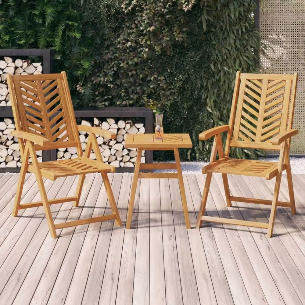 Berkfield Home Set of 2 Reclining Acacia Wood Garden Chairs in Brown – 2