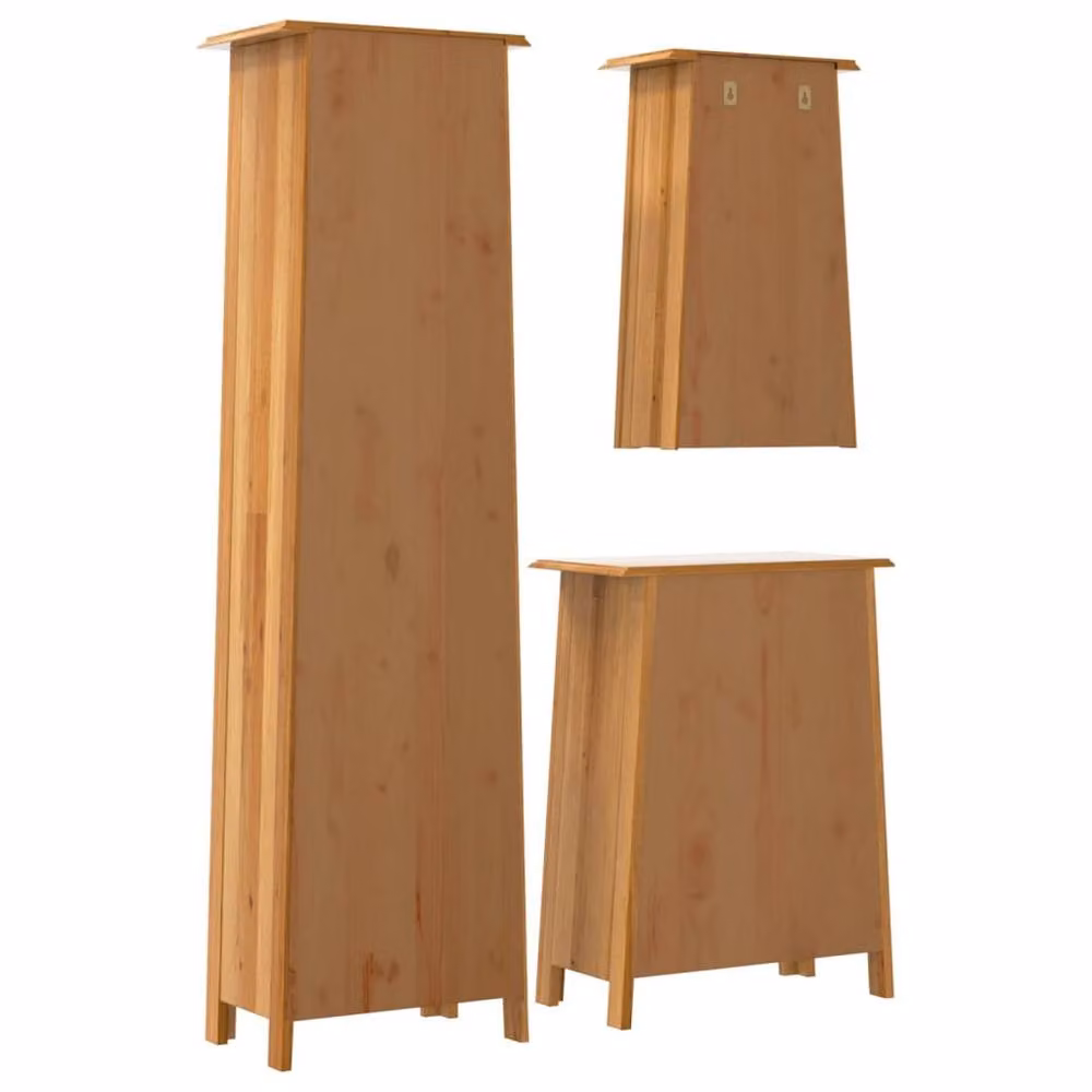 Berkfield Home Beautiful 3 Piece Vintage Solid Pine Bathroom Furniture Set in Brown – 3
