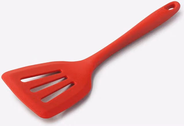Zeal Red Silicone Flexible Slotted Turner with Stainless Steel Core, 30cm