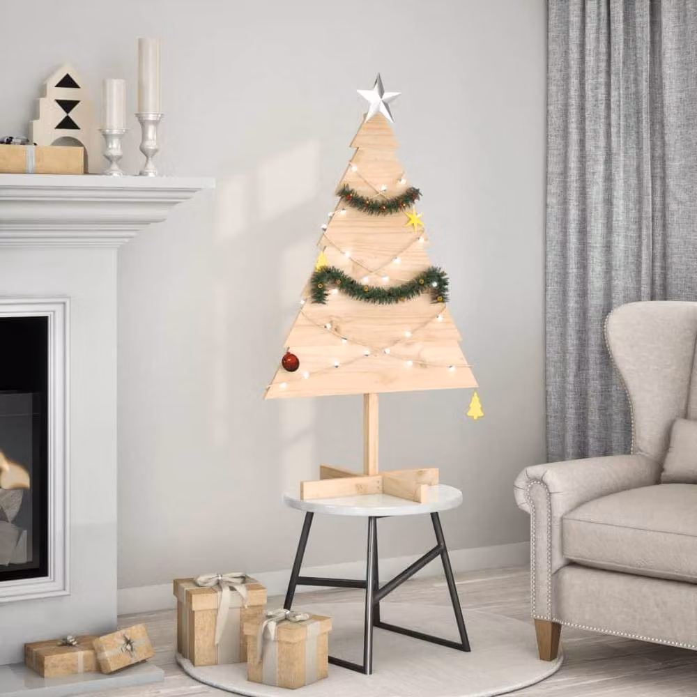 Berkfield Home Festive Minimalist Wooden Christmas Tree in Beige, Height: 110 cm – 2