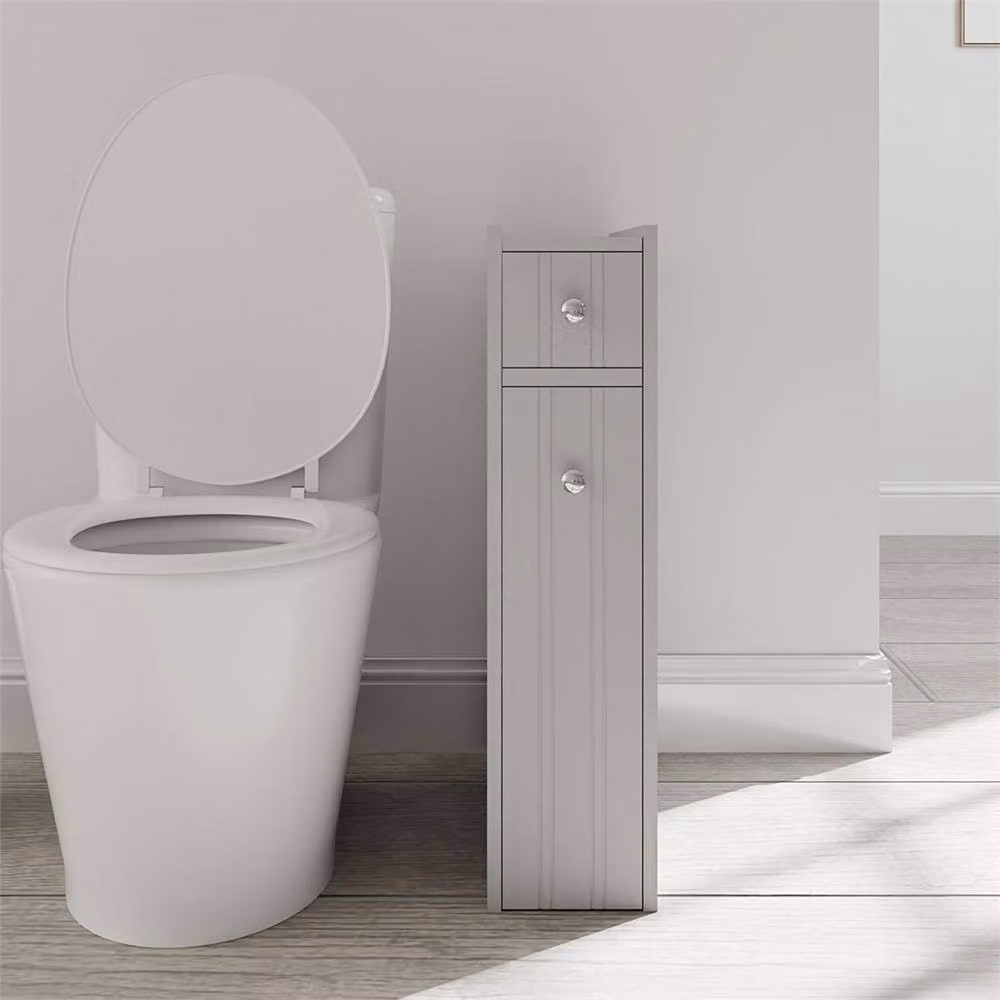 NESTLUNE Slim Multi Purpose Bathroom Cabinet with Drawers, White, W/D/H: 14.0 x 14.2 x 58.0 cm – 3