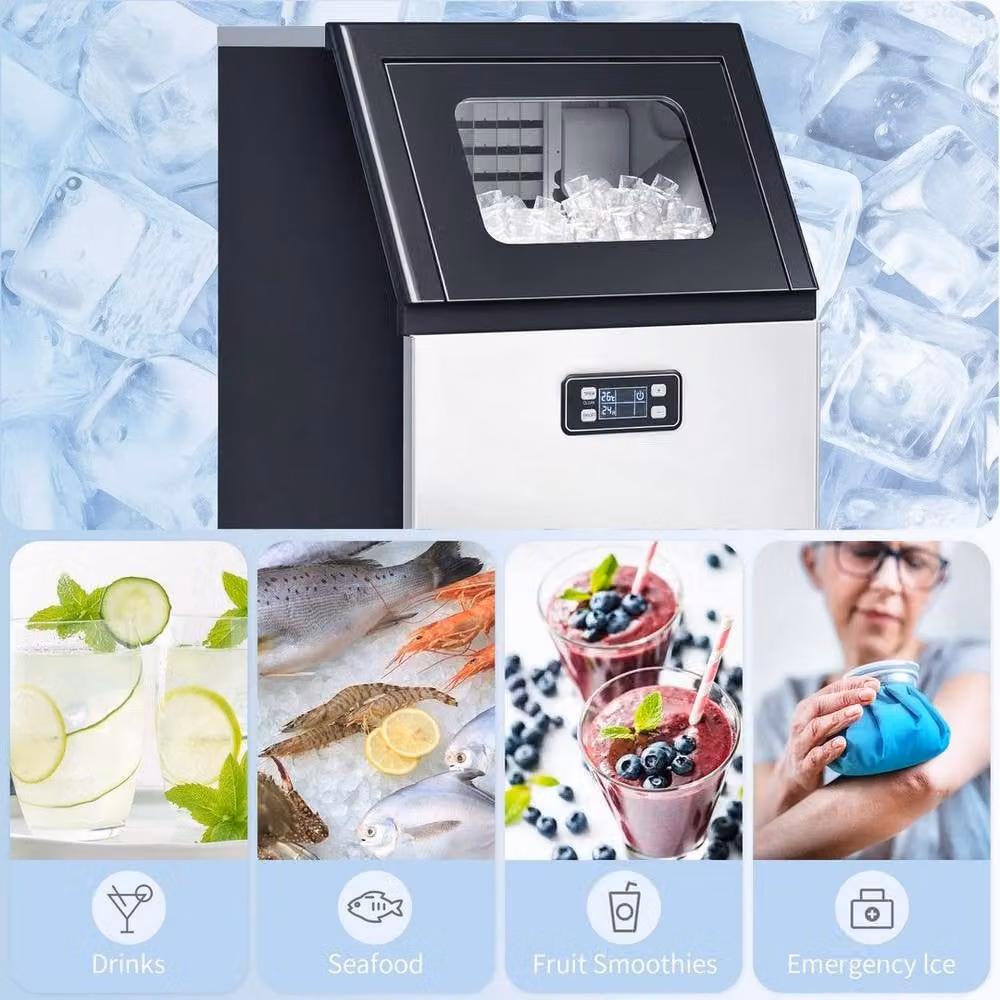 PAWNORA Freestanding Ice Machine in Grey with Digital Display and Timer – 4