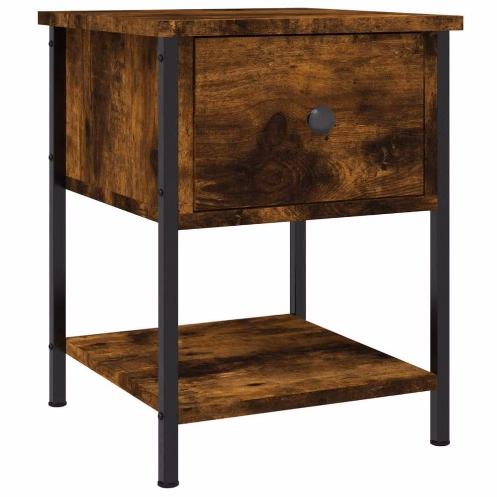 Berkfield Home Set of 2 Bedside Tables in Smoked Oak Brown, W/D/H: 34 x 35.5 x 45 cm – 3