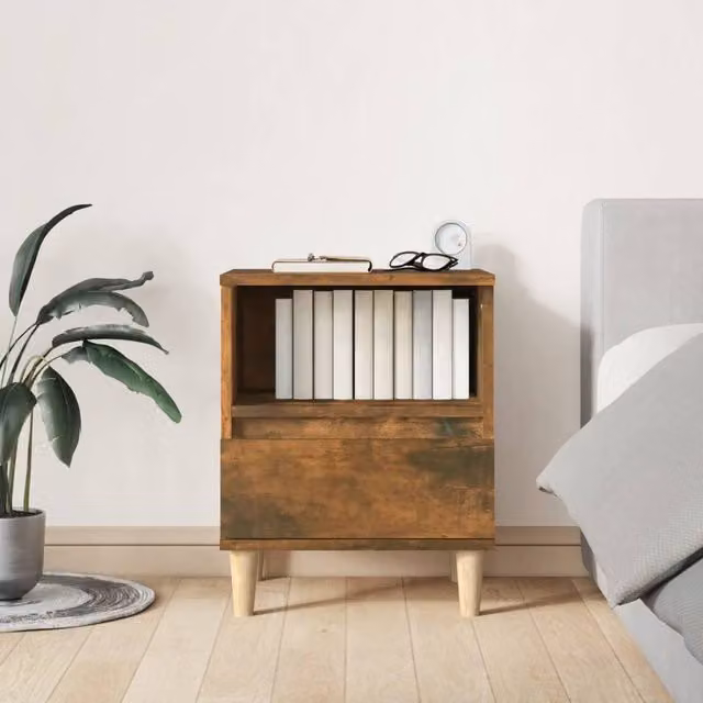 Berkfield Home Elegant Bedside Cabinets, 2 Piece Set in Smoked Oak Brown, W/D/H: 40 x 35 x 50 cm