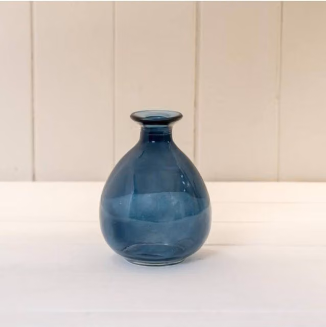KDMD Elegant Blue Glass Tabletop Vase