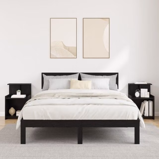 Berkfield Home 2-Pack Black Oak Bedside Cabinets, W: 40 cm, D: 35 cm, H: 60 cm – 1