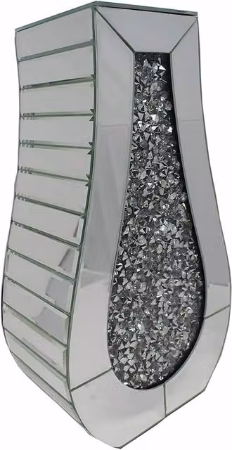 DEENZ Silver Mirrored Geometric Flower Vase in Glass