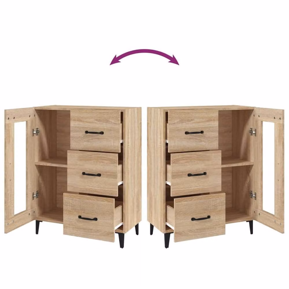 Berkfield Home Sonoma Oak Sideboard in Light Tan, W/D/H: 69.5 x 34 x 90 cm – 3