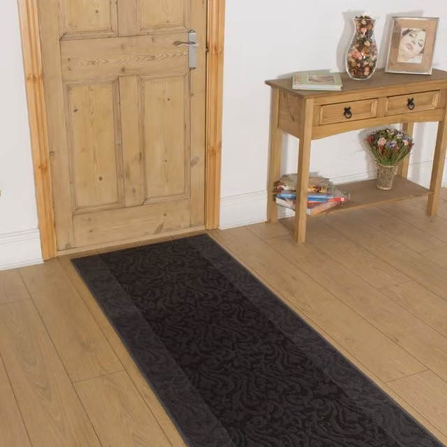 runrug Baroque Hallway Carpet Runner Rug in Grey, W/D/H: 70 x 270 cm