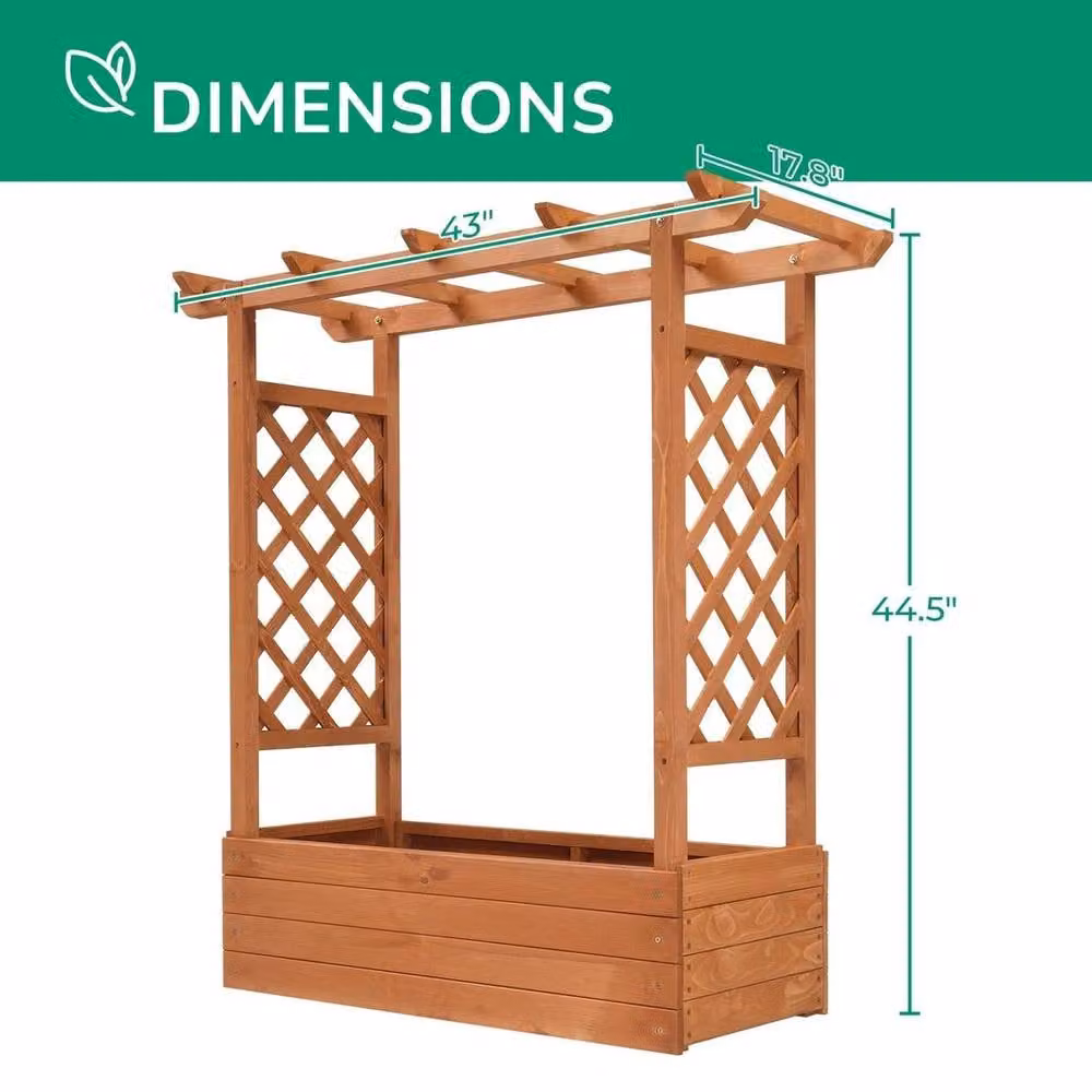 Kelvenix Wooden Outdoor Raised Garden Bed with Trellis in Brown – 2