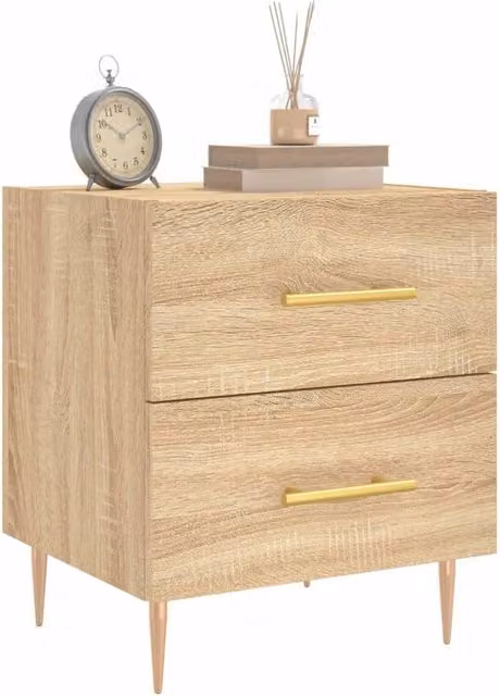 Berkfield Home Modern Bedside Cabinet in Sonoma Oak, Tan, W: 40 cm, D: 35 cm, H: 47.5 cm