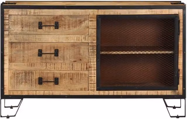 Berkfield Home Industrial Sideboard in Brown Solid Rough Mango Wood, W/D/H: 100 x 31 x 60 cm – 1