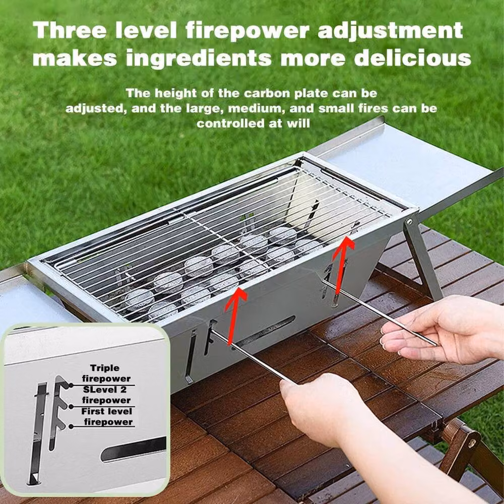 Kelvenix Portable Tabletop Charcoal Barbecue Grill, Stainless Steel, Silver – 4