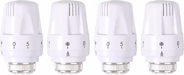 PAWNORA Radiator Thermostatic Heater Control Head with Thermostat, 4-Piece Set, White