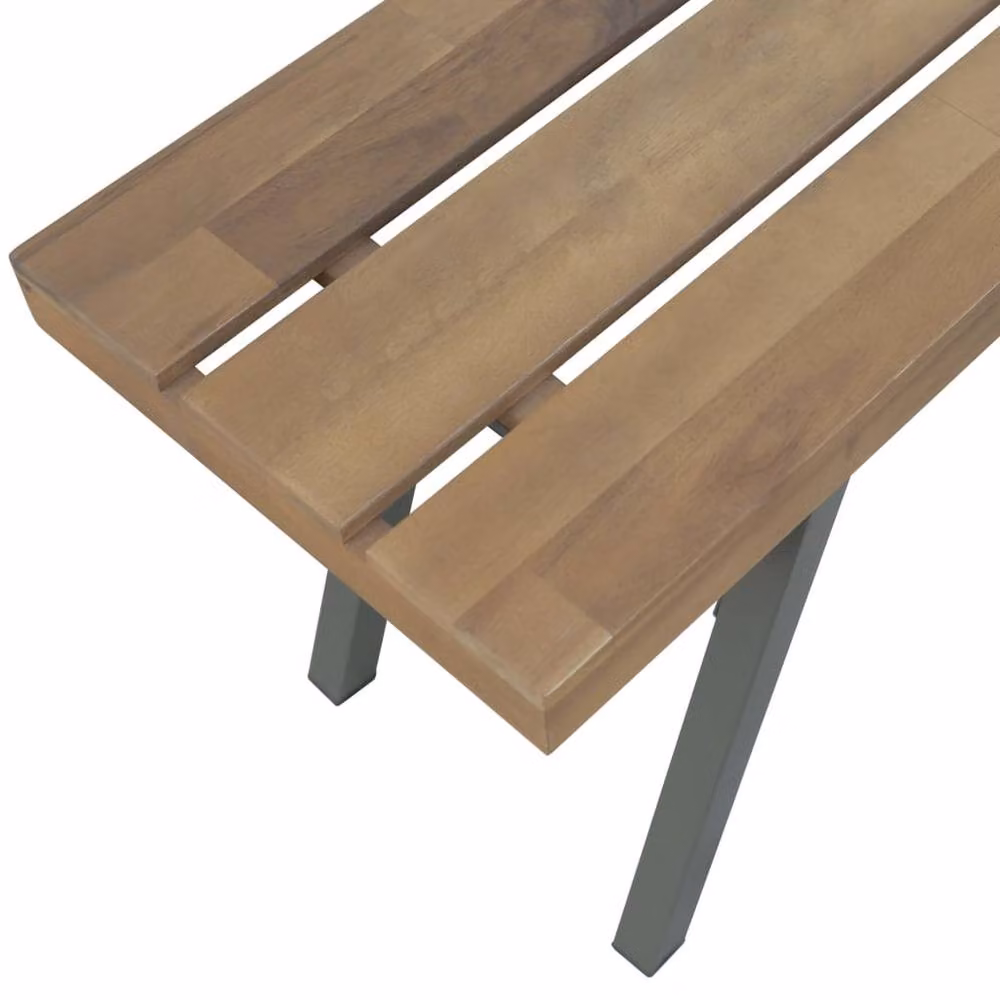 Berkfield Home Industrial Garden Bench in Brown Oiled Acacia Wood and Metal, Width: 120 cm – 2