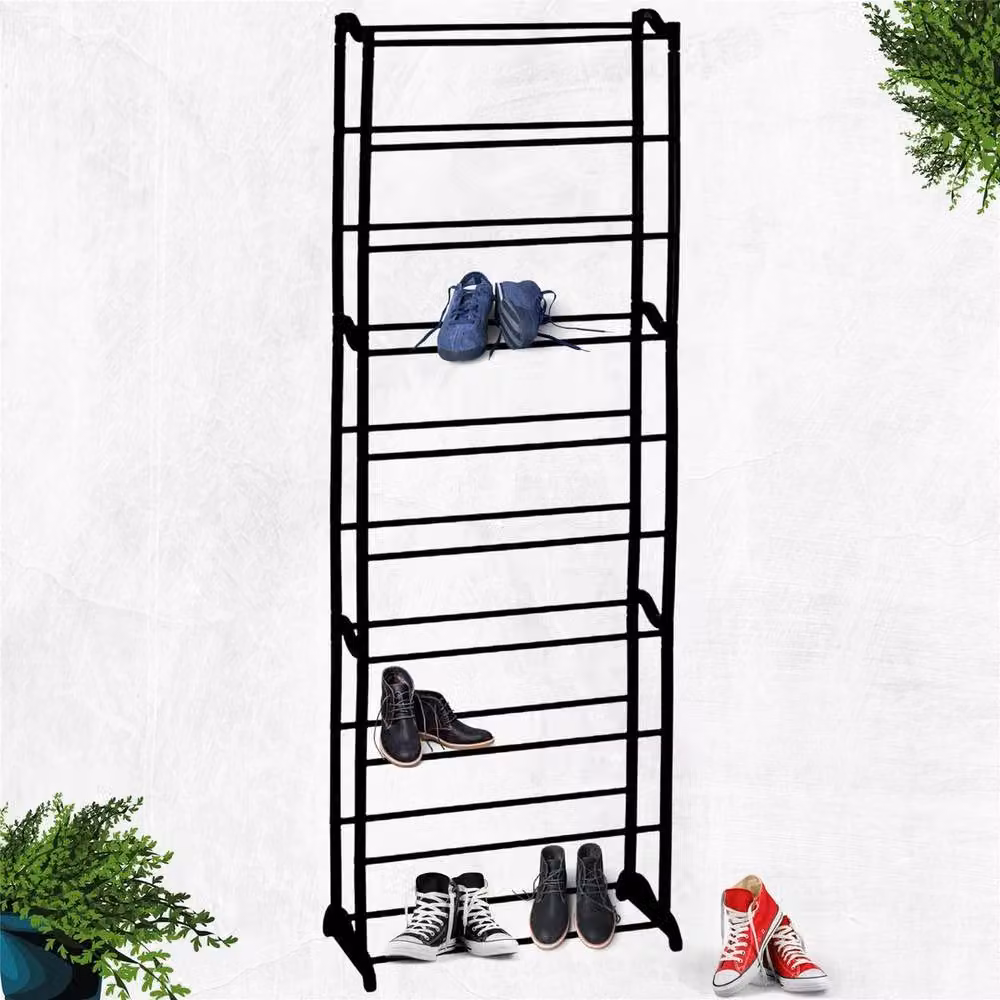 SPETLEK 10 Tier Stackable Metal Shoe Rack Organiser in Black – 2