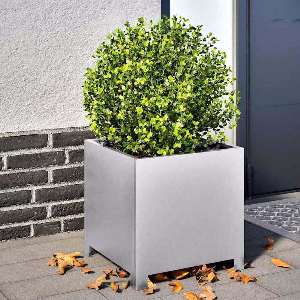 Berkfield Home Garden Galvanised Steel Planter Tubs, 2 Pieces, Silver, W/D/H: 40 x 40 x 40 cm – 2