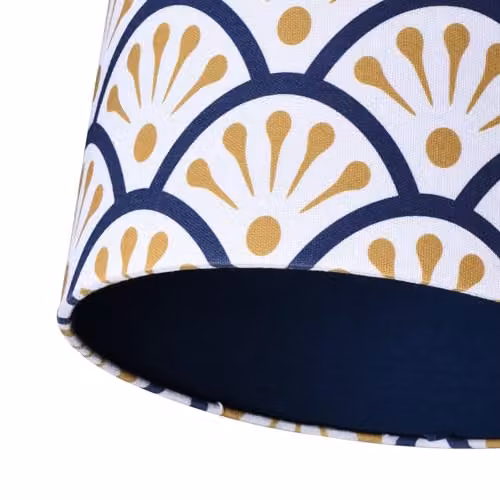 Happy Homewares Moroccan Floral Cylinder Drum Lampshade in Blue and Yellow, Diameter: 25 cm, Height: 18 cm – 4