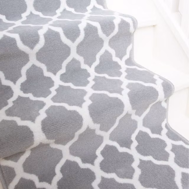 The Rug House Grey Trellis Geometric Stair Carpet Runner, Width: 70 cm, Length: 365 cm