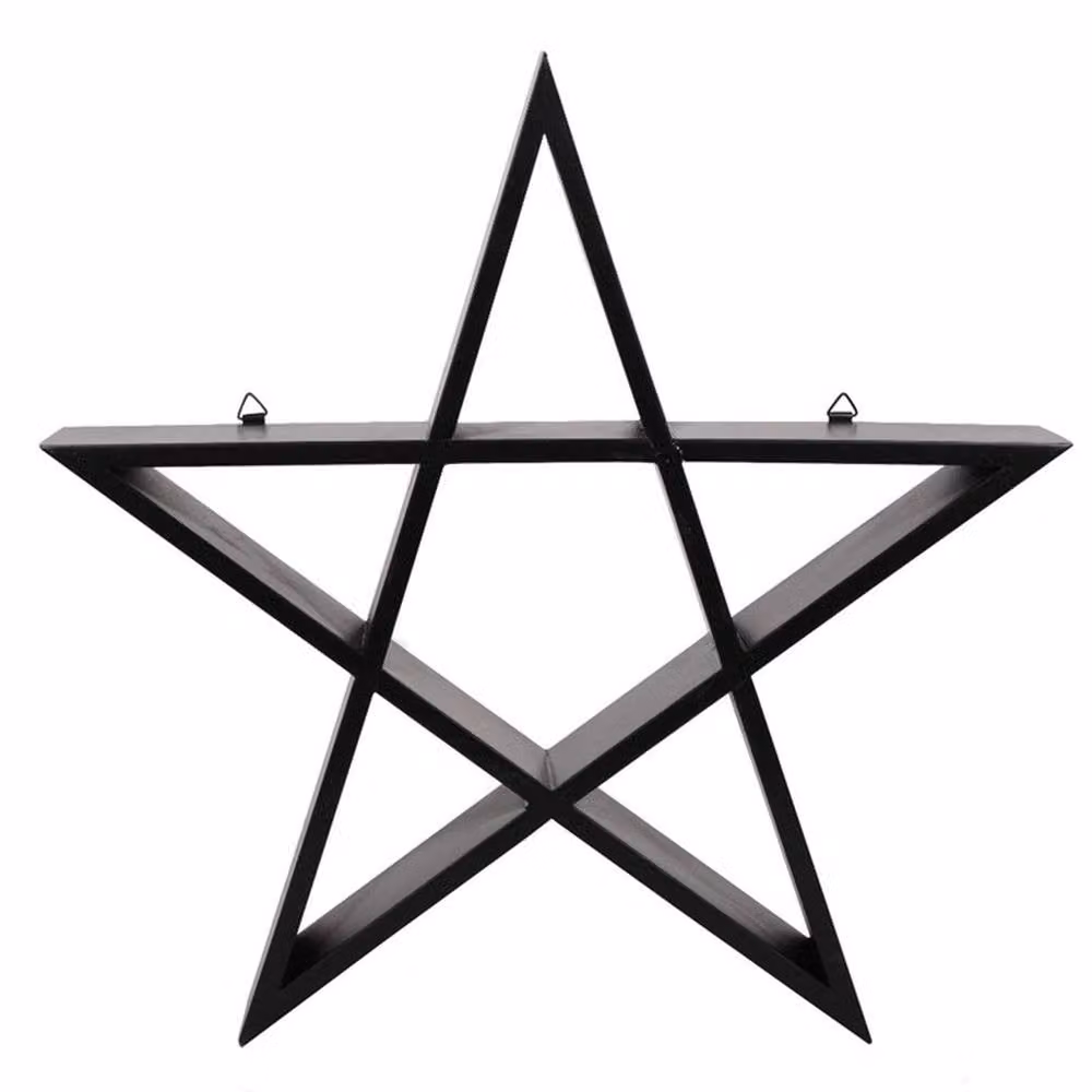 Uniqueful Modern Geometric Pentagram Wall Shelf in Matt Black Metal – 2