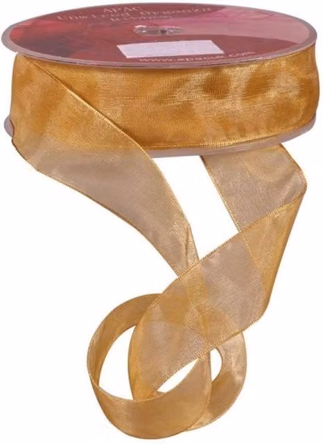 KDMD Gold Woven Edge Organza Ribbon, 25mm, 3 Pack – 1