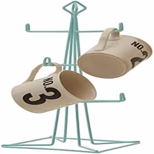 Premier Housewares Metal Mug Tree in Green Finish