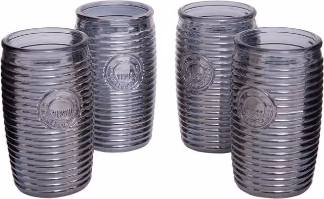Premier Houseware Set of Four Grey Ribbed Glass Tumblers – 1