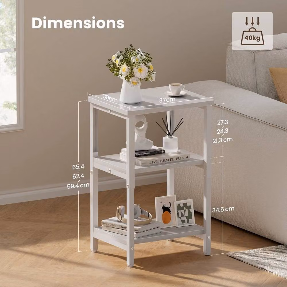 FLAVORA White Height Adjustable Side Table and Nightstand – 2