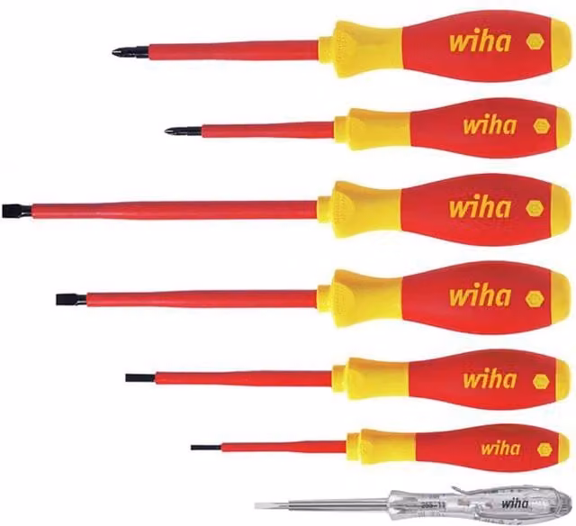 Wiha SoftFinish Electric SL/PH Screwdriver Set, 7 Piece, Red