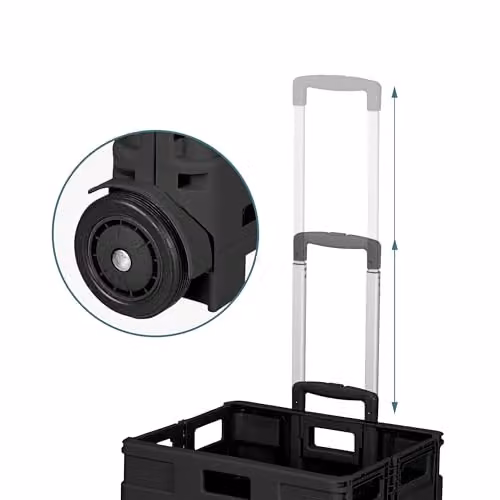 Relaxdays Heavy Duty Foldable Shopping Trolley with Wheels, Black, W/D/H: 39 x 42 x 37 cm – 5