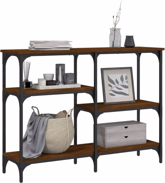Berkfield Home Decorative Console Table in Brown Oak, W/D/H: 102 x 29 x 75 cm