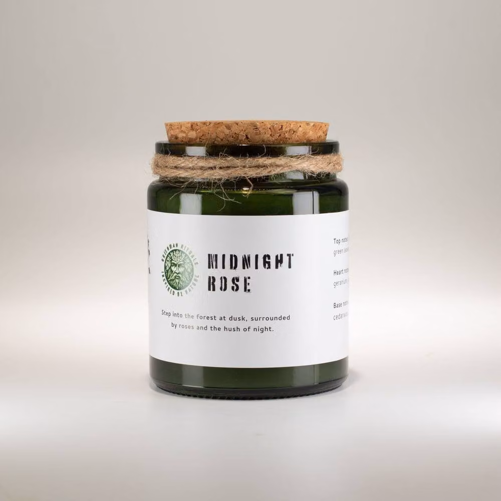 Serenityy Midnight Rose Soy Candle in Green with Natural Woodwick – 2