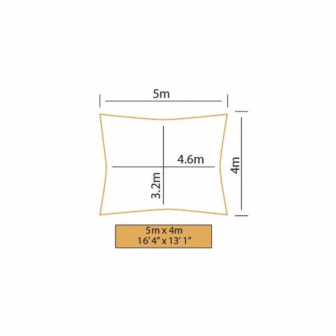 Primrose Green Rectangular Water Resistant Patio Sun Shade Sail, W: 5 m, D: 4 m – 3