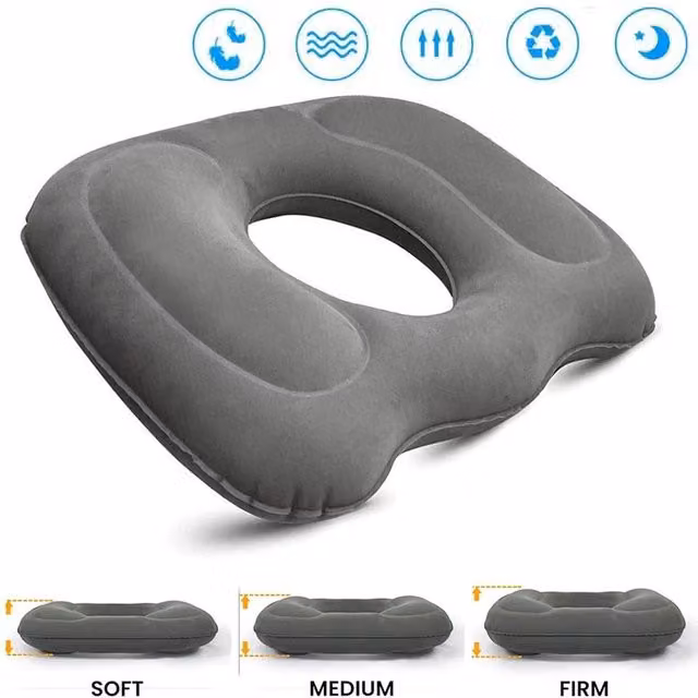 NESTLUNE Grey Inflatable Medical Donut Ring Support Cushion W/D: 100 x 190 cm