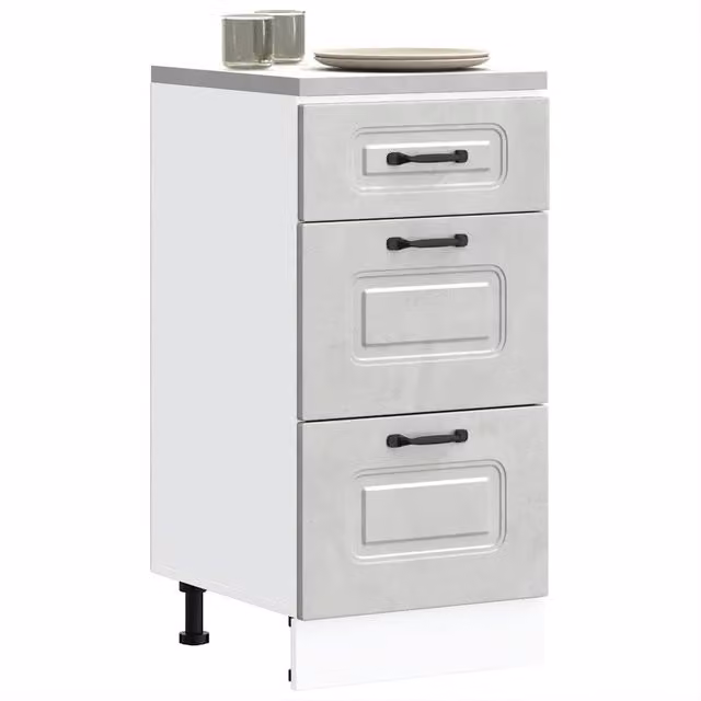 Berkfield Home Kalmar Modern Kitchen Base Unit in Concrete Grey Matt Engineered Wood