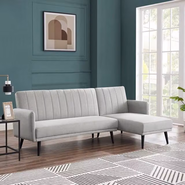 Chester 3 Seater L-Shape Fabric Sofa Bed in Grey