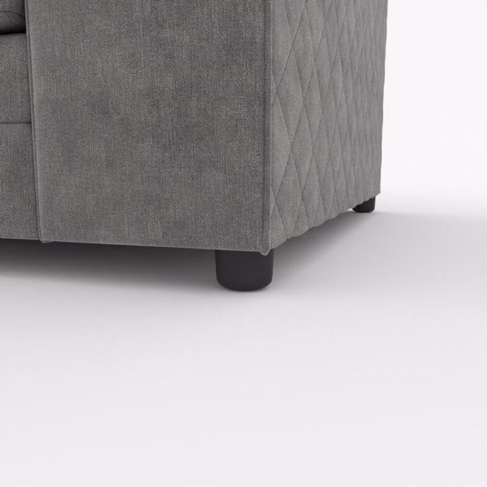 Furnishings For Less UK Grey Quilted Chenille Fabric 3 to 4 Seater L Shaped Corner Sofa, Right Hand Facing – 4