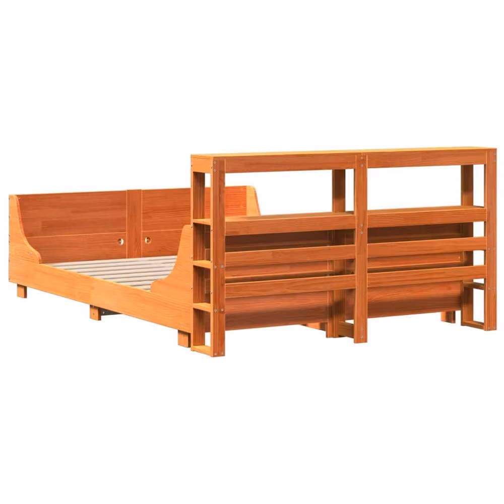 Berkfield Home Sleek Solid Wood Bed Frame in Waxed Brown, W/D/H: 190 x 135 x 82 cm – 3
