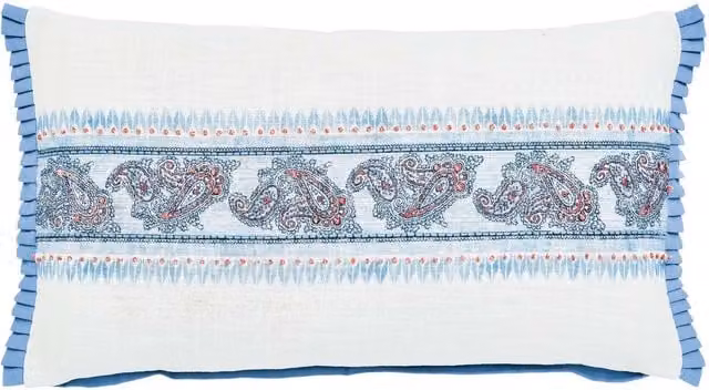 Bedeck of Belfast Este/Seren Rectangular Cotton Cushion, Blue/Red/White, W: 70 cm, H: 40 cm