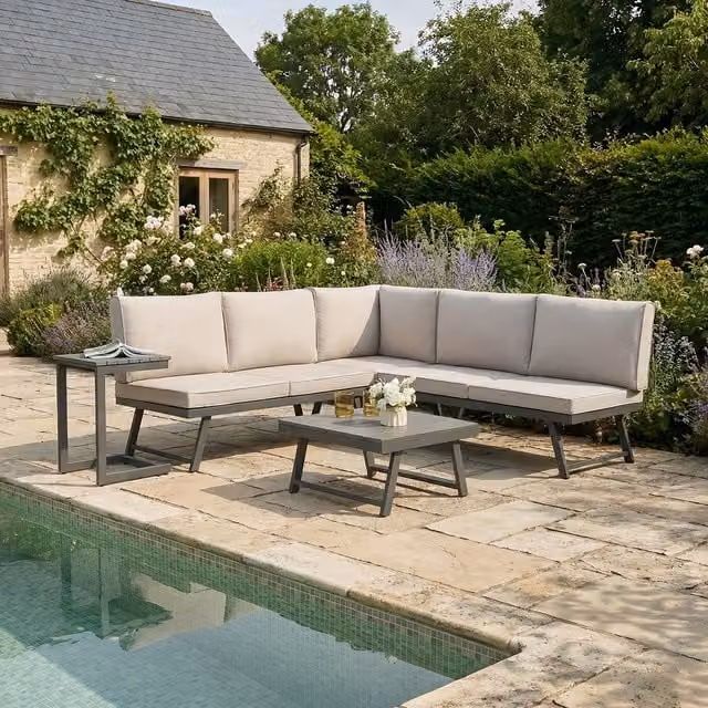 Home Garden Direct Monaco Lounge Corner Sofa Set in Grey and Black