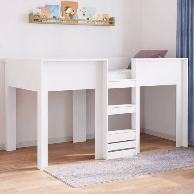 Berkfield Home Modern Two-Level Bunk Bed for Children in White, Engineered Wood, W/D/H: 90 x 190 cm – 1