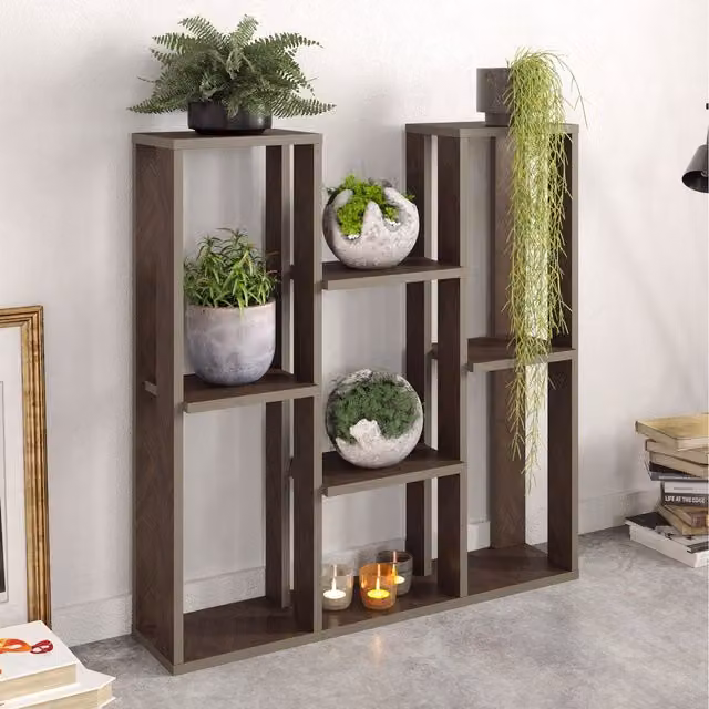 Decorotika Nevada Vintage Freestanding Wood Plant Stand in Bronze and Brown