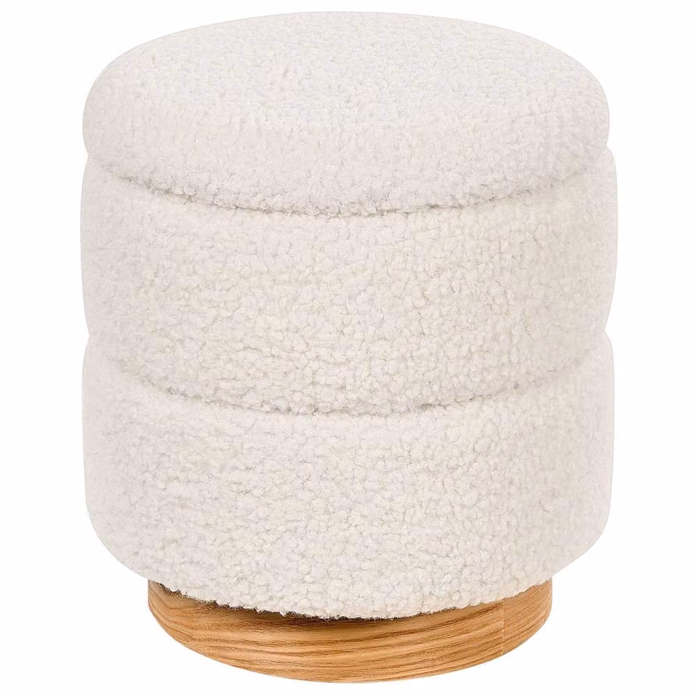 Wyld and Coco White Teddy Boucle Pouffe with Hidden Storage – 2