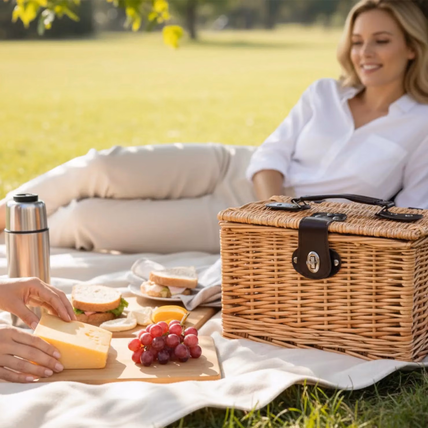 Red Hamper Mayfair Wicker Picnic Basket in Brown and Red – 2