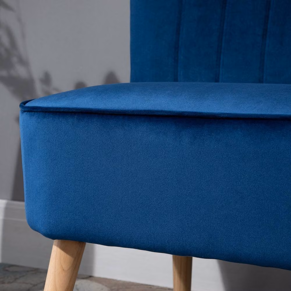 STILVORA Two-Seater Modern Blue Velvet Upholstered Sofa with High Back and Foam Seating – 6