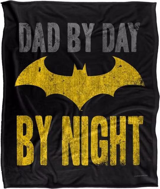 DC Comics Batman Dad by Day Adult Blanket, White, W: 152 cm, D: 127 cm