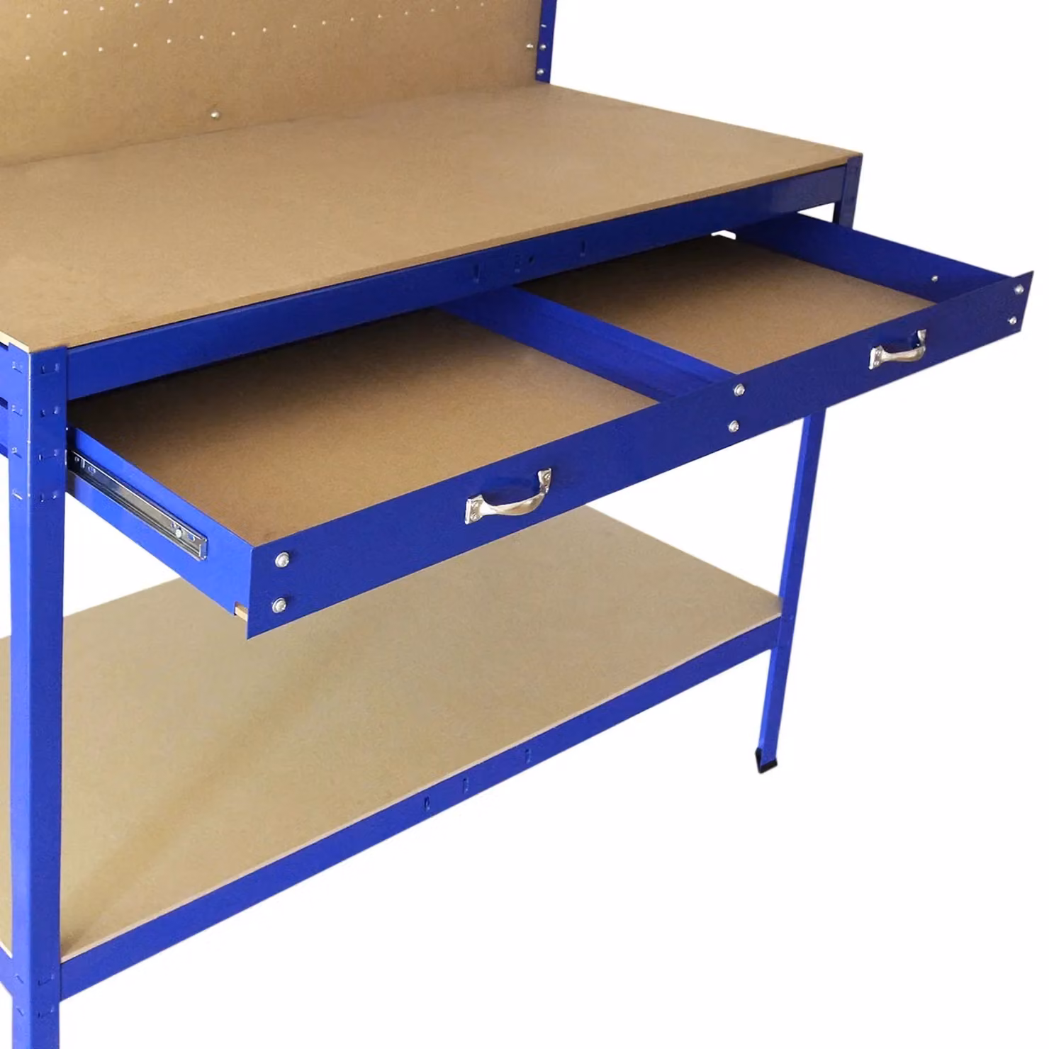 Monstershop Workbench with Pegboard and Drawer in Blue, W/D/H: 155 x 60 x 120 cm – 3