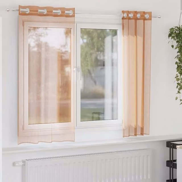 Berkfield Home Voile Curtains with Eyelets, 2 Pack, Brown and Orange Terracotta
