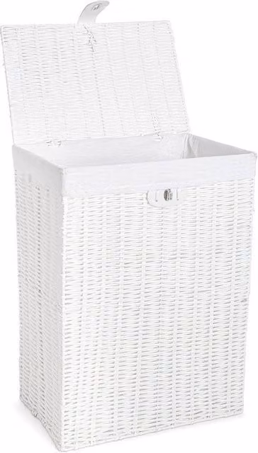 FLAVORA White Wicker Lidded Laundry Hamper